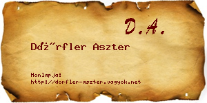 Dörfler Aszter névjegykártya